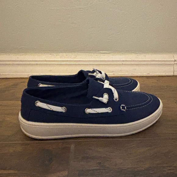 Madden Girl Dark Blue Boat Shoes with White Accents